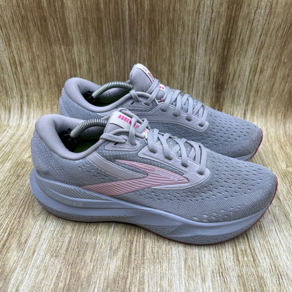 Brooks Adrenaline GTS 24 Women's Size 8.5 D Wide Grey Pink Shoes 1204261D019